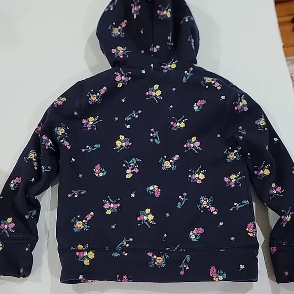 Gap floral full zip fleece lined hoodie Girls size 8 - Picture 5 of 7